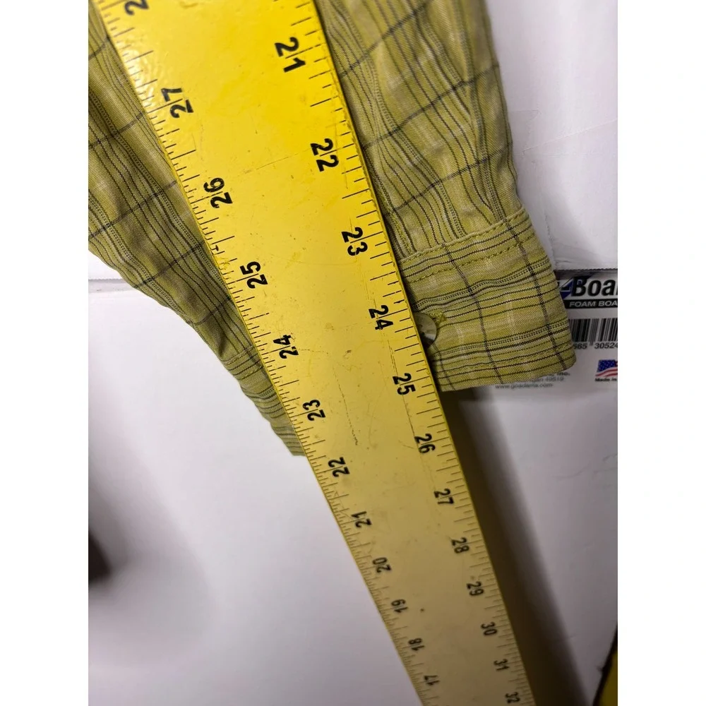 The North Face Mens Large AB5L Plaid Button Down Hiking Shirt Olive Green Long S